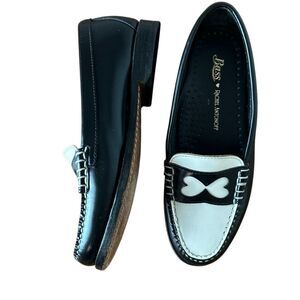 Bass x Rachel Antonoff Black and White Heart Penny Loafers Vintage Wendybird Siz